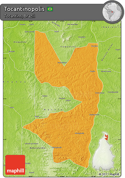 Political Map of Tocantinopolis, physical outside