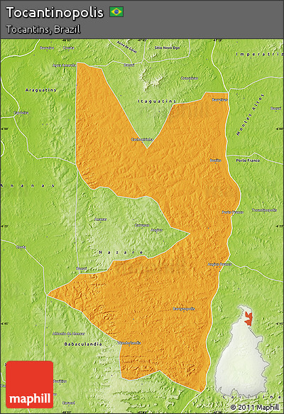 Political Map of Tocantinopolis, physical outside