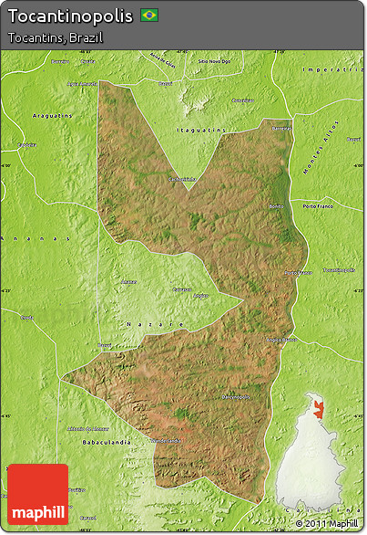 Satellite Map of Tocantinopolis, physical outside