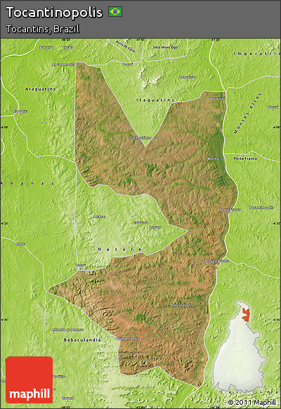 Satellite Map of Tocantinopolis, physical outside