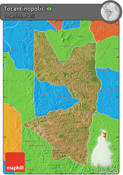 Satellite Map of Tocantinopolis, political outside