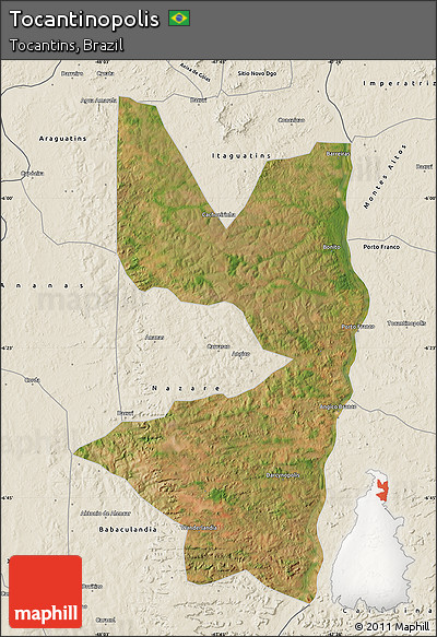 Satellite Map of Tocantinopolis, shaded relief outside