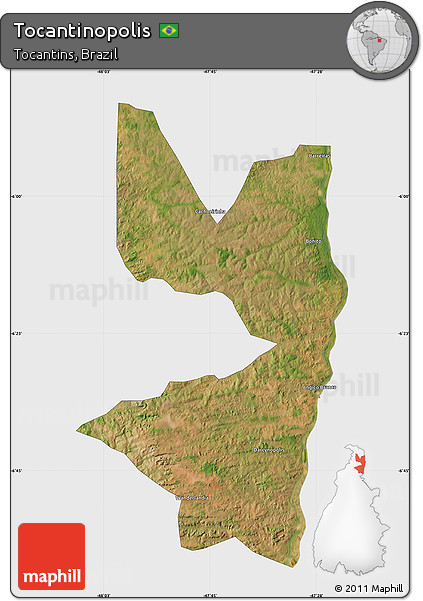 Satellite Map of Tocantinopolis, single color outside