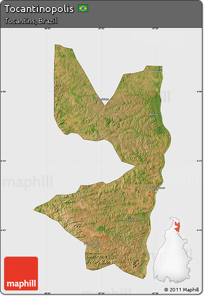 Satellite Map of Tocantinopolis, single color outside