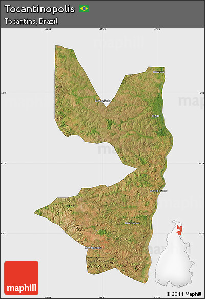 Satellite Map of Tocantinopolis, single color outside