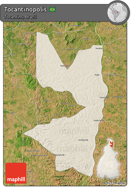 Shaded Relief Map of Tocantinopolis, satellite outside