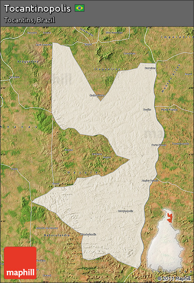 Shaded Relief Map of Tocantinopolis, satellite outside