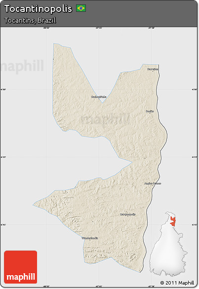 Shaded Relief Map of Tocantinopolis, single color outside
