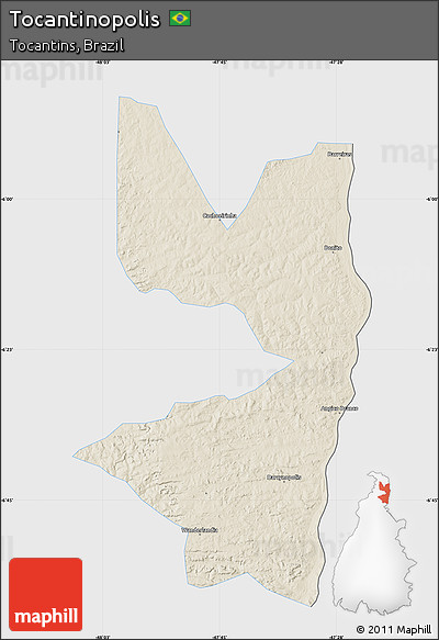 Shaded Relief Map of Tocantinopolis, single color outside