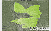 Physical Panoramic Map of Tocantinopolis, darken, semi-desaturated