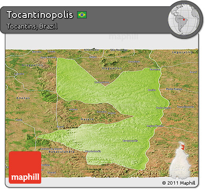 Physical Panoramic Map of Tocantinopolis, satellite outside