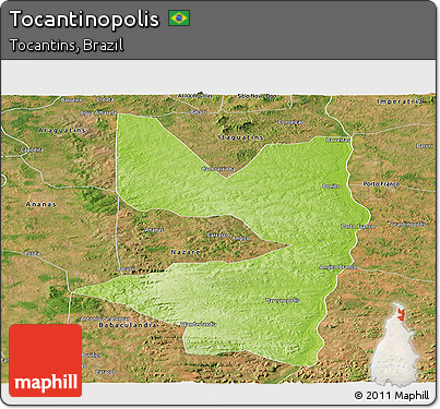 Physical Panoramic Map of Tocantinopolis, satellite outside