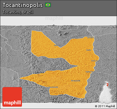 Political Panoramic Map of Tocantinopolis, desaturated
