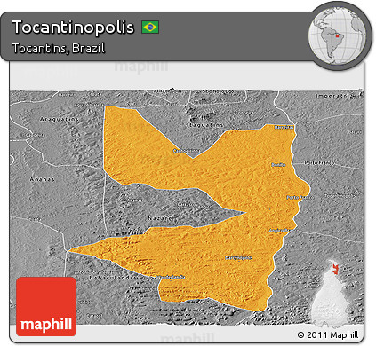 Political Panoramic Map of Tocantinopolis, desaturated