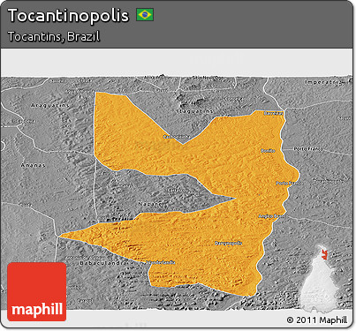 Political Panoramic Map of Tocantinopolis, desaturated