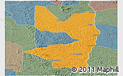 Political Panoramic Map of Tocantinopolis, semi-desaturated
