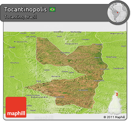 Satellite Panoramic Map of Tocantinopolis, physical outside