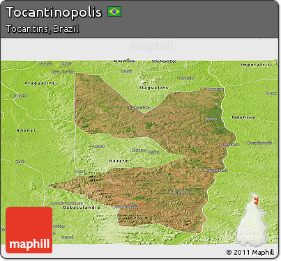 Satellite Panoramic Map of Tocantinopolis, physical outside