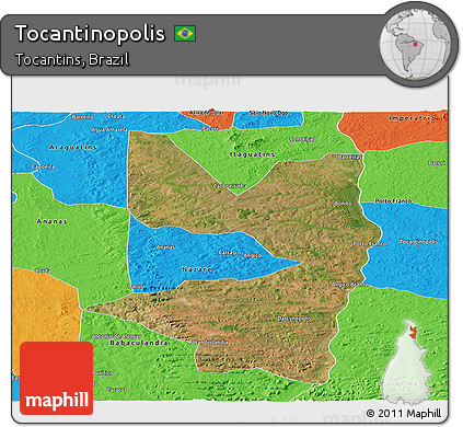 Satellite Panoramic Map of Tocantinopolis, political outside