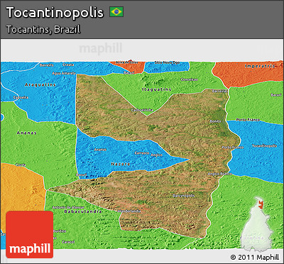Satellite Panoramic Map of Tocantinopolis, political outside
