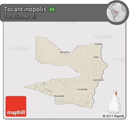 Shaded Relief Panoramic Map of Tocantinopolis, cropped outside