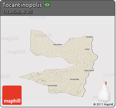 Shaded Relief Panoramic Map of Tocantinopolis, cropped outside