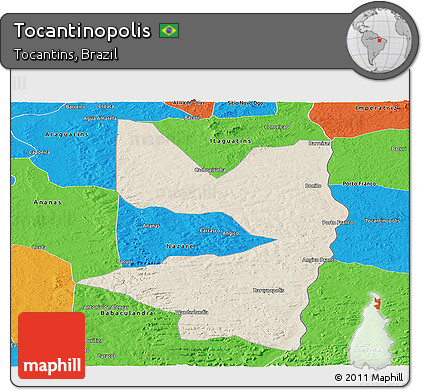 Shaded Relief Panoramic Map of Tocantinopolis, political outside