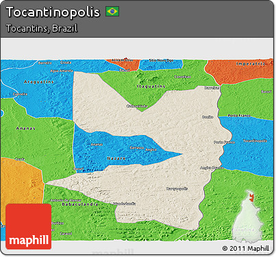 Shaded Relief Panoramic Map of Tocantinopolis, political outside
