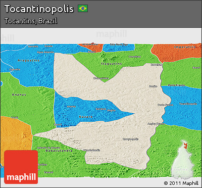 Shaded Relief Panoramic Map of Tocantinopolis, political outside