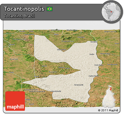 Shaded Relief Panoramic Map of Tocantinopolis, satellite outside