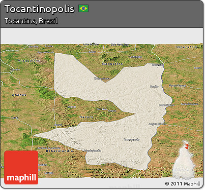 Shaded Relief Panoramic Map of Tocantinopolis, satellite outside