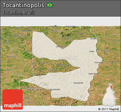 Shaded Relief Panoramic Map of Tocantinopolis, satellite outside