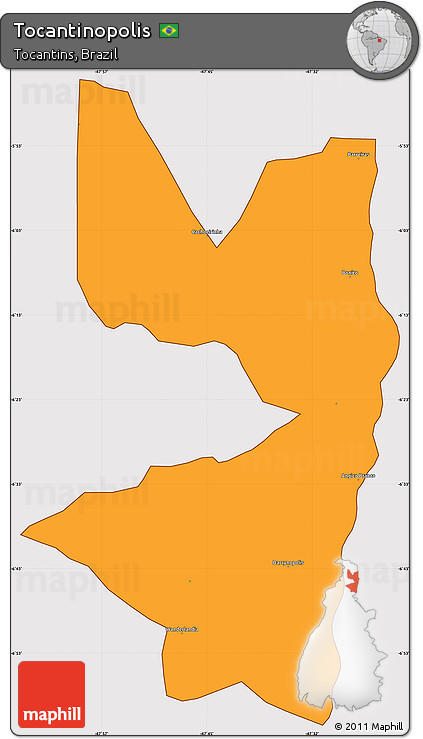 Political Simple Map of Tocantinopolis, cropped outside