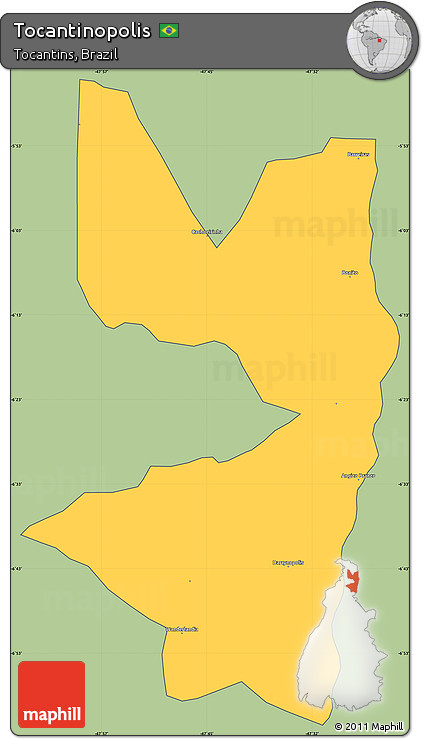Savanna Style Simple Map of Tocantinopolis, cropped outside