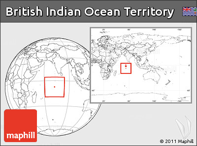 Blank Location Map of British Indian Ocean Territory, within the entire continent
