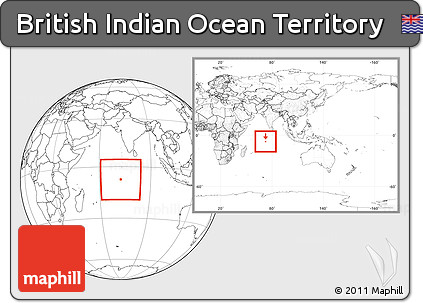 Blank Location Map of British Indian Ocean Territory, within the entire continent