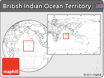 Blank Location Map of British Indian Ocean Territory, within the entire continent