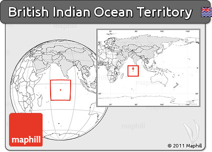 Blank Location Map of British Indian Ocean Territory, highlighted continent, within the entire continent