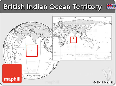 Blank Location Map of British Indian Ocean Territory, highlighted continent, within the entire continent