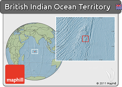 Blank Location Map of British Indian Ocean Territory, savanna style outside, hill shading outside