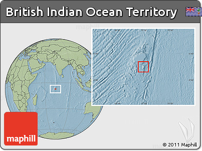 Blank Location Map of British Indian Ocean Territory, savanna style outside, hill shading outside