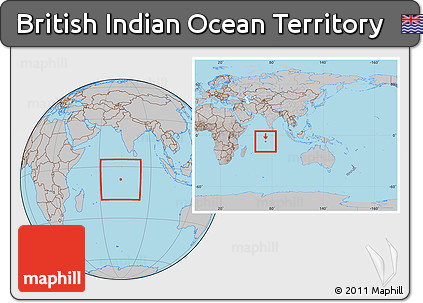 Gray Location Map of British Indian Ocean Territory, within the entire continent