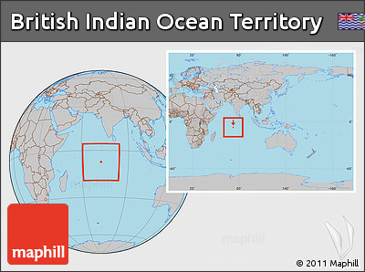 Gray Location Map of British Indian Ocean Territory, within the entire continent