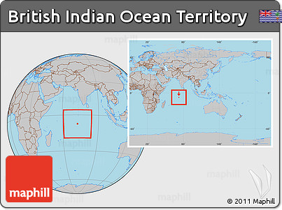 Gray Location Map of British Indian Ocean Territory, within the entire continent