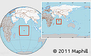 Gray Location Map of British Indian Ocean Territory, highlighted continent, within the entire continent