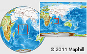 Physical Location Map of British Indian Ocean Territory, highlighted continent, within the entire continent