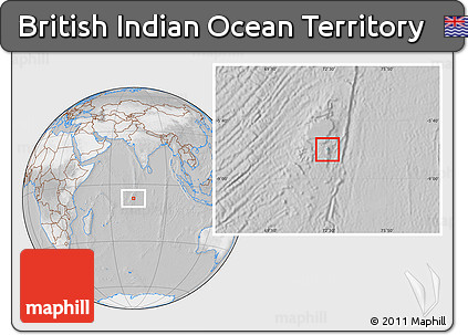Satellite Location Map of British Indian Ocean Territory, lighten, desaturated