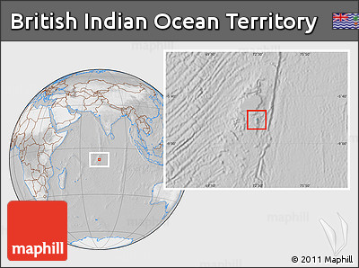 Satellite Location Map of British Indian Ocean Territory, lighten, desaturated