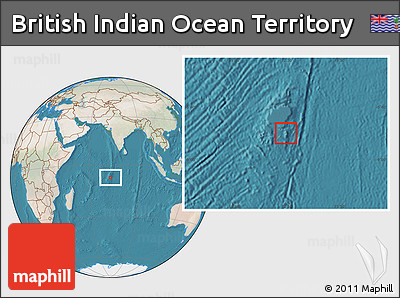 Satellite Location Map of British Indian Ocean Territory, lighten, land only