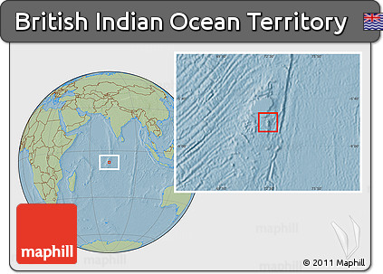 Satellite Location Map of British Indian Ocean Territory, savanna style outside, hill shading
